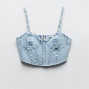 NWT. ZARA Denim Corset Top